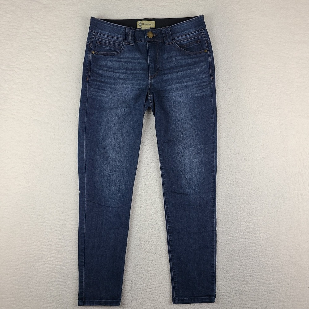 Democracy Jeans Womens 8 Blue Ab Technology Skinny Ankle Dark‎ Wash Denim